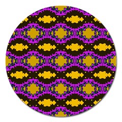 Seamless Wallpaper Digital Pattern Yellow Brown Purple Magnet 5  (round) by Pakrebo