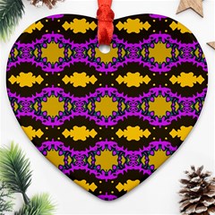 Seamless Wallpaper Digital Pattern Yellow Brown Purple Heart Ornament (two Sides) by Pakrebo