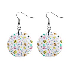 Summer Pattern Design Colorful Mini Button Earrings by Pakrebo