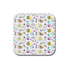 Summer Pattern Design Colorful Rubber Coaster (square)  by Pakrebo