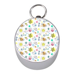 Summer Pattern Design Colorful Mini Silver Compasses