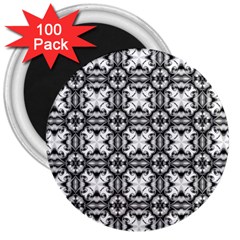 Seamless Wallpaper Pattern Ornamen Black White 3  Magnets (100 Pack) by Pakrebo