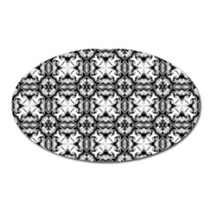 Seamless Wallpaper Pattern Ornamen Black White Oval Magnet by Pakrebo