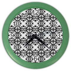 Seamless Wallpaper Pattern Ornamen Black White Color Wall Clock by Pakrebo