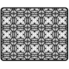 Seamless Wallpaper Pattern Ornamen Black White Fleece Blanket (medium)  by Pakrebo