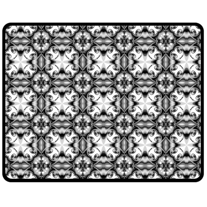 Seamless Wallpaper Pattern Ornamen Black White Fleece Blanket (Medium) 