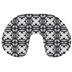 Seamless Wallpaper Pattern Ornamen Black White Travel Neck Pillow