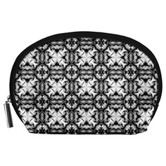 Seamless Wallpaper Pattern Ornamen Black White Accessory Pouch (large) by Pakrebo