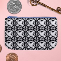 Seamless Wallpaper Pattern Ornamen Black White Large Coin Purse by Pakrebo