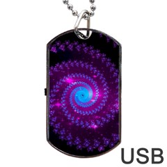 Fractal Spiral Space Galaxy Dog Tag Usb Flash (two Sides) by Pakrebo