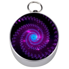 Fractal Spiral Space Galaxy Silver Compasses