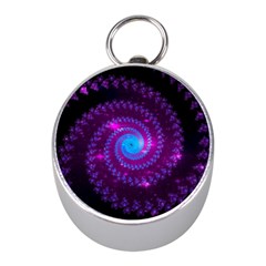 Fractal Spiral Space Galaxy Mini Silver Compasses by Pakrebo