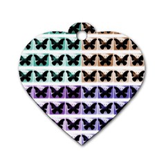 Seamless Wallpaper Butterfly Pattern Dog Tag Heart (two Sides) by Pakrebo