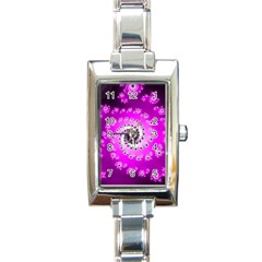 Fractal Pink Spiral Helix Rectangle Italian Charm Watch by Pakrebo