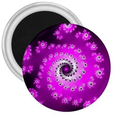 Fractal Pink Spiral Helix 3  Magnets by Pakrebo