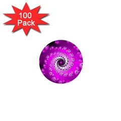 Fractal Pink Spiral Helix 1  Mini Buttons (100 Pack)  by Pakrebo