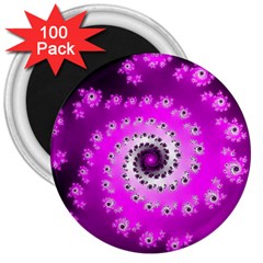 Fractal Pink Spiral Helix 3  Magnets (100 Pack) by Pakrebo