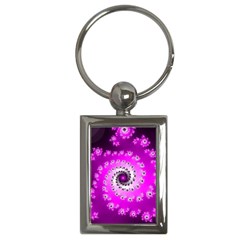 Fractal Pink Spiral Helix Key Chain (rectangle) by Pakrebo