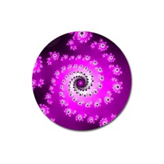 Fractal Pink Spiral Helix Magnet 3  (round) by Pakrebo