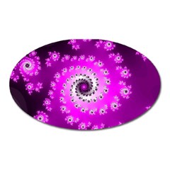 Fractal Pink Spiral Helix Oval Magnet by Pakrebo