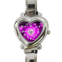 Fractal Pink Spiral Helix Heart Italian Charm Watch by Pakrebo