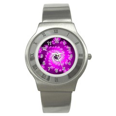 Fractal Pink Spiral Helix Stainless Steel Watch by Pakrebo