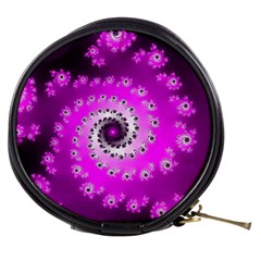 Fractal Pink Spiral Helix Mini Makeup Bag by Pakrebo