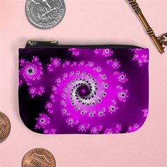 Fractal Pink Spiral Helix Mini Coin Purse by Pakrebo