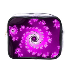 Fractal Pink Spiral Helix Mini Toiletries Bag (one Side) by Pakrebo