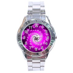 Fractal Pink Spiral Helix Stainless Steel Analogue Watch by Pakrebo