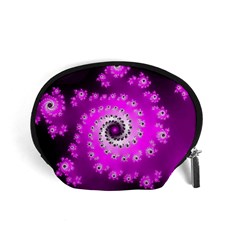 Fractal Pink Spiral Helix Accessory Pouch (small) by Pakrebo