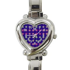 Flowers Pattern Ornament Symmetry Heart Italian Charm Watch by Pakrebo