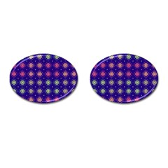 Flowers Pattern Ornament Symmetry Cufflinks (oval) by Pakrebo