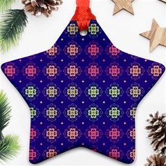 Flowers Pattern Ornament Symmetry Star Ornament (two Sides) by Pakrebo