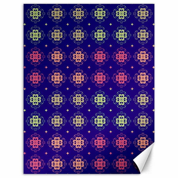 Flowers Pattern Ornament Symmetry Canvas 12  x 16 