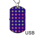 Flowers Pattern Ornament Symmetry Dog Tag USB Flash (One Side) Front