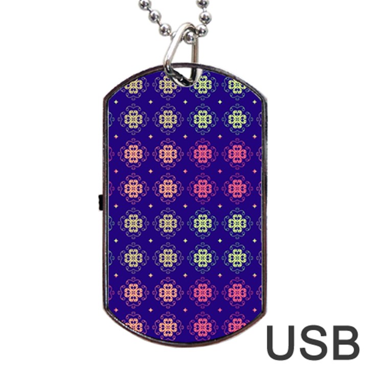 Flowers Pattern Ornament Symmetry Dog Tag USB Flash (One Side)