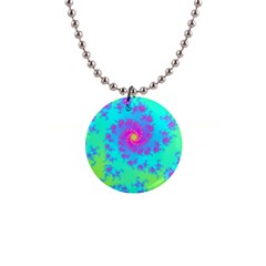 Spiral Fractal Abstract Pattern 1  Button Necklace by Pakrebo