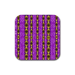 Love For The Fantasy Flowers With Happy Golden Joy Rubber Coaster (square)  by pepitasart