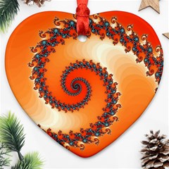 Fractal Rendering Spiral Twist Orange Ornament (heart) by Pakrebo