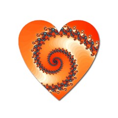 Fractal Rendering Spiral Twist Orange Heart Magnet by Pakrebo