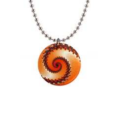 Fractal Rendering Spiral Twist Orange 1  Button Necklace by Pakrebo