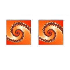 Fractal Rendering Spiral Twist Orange Cufflinks (square) by Pakrebo