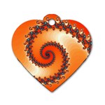 Fractal Rendering Spiral Twist Orange Dog Tag Heart (One Side) Front