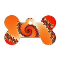 Fractal Rendering Spiral Twist Orange Dog Tag Bone (one Side) by Pakrebo