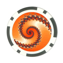 Fractal Rendering Spiral Twist Orange Poker Chip Card Guard by Pakrebo