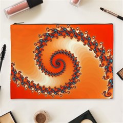 Fractal Rendering Spiral Twist Orange Cosmetic Bag (xl) by Pakrebo