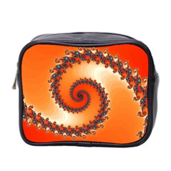 Fractal Rendering Spiral Twist Orange Mini Toiletries Bag (two Sides) by Pakrebo