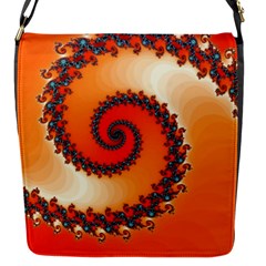 Fractal Rendering Spiral Twist Orange Flap Closure Messenger Bag (s) by Pakrebo