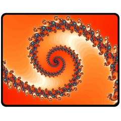 Fractal Rendering Spiral Twist Orange Double Sided Fleece Blanket (medium)  by Pakrebo